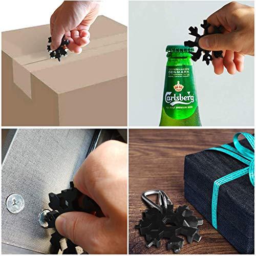 18-in-1 Snowflake MultiTool, Christmas, Stocking Stuffer, Gift, Zipper Carry Case, Outdoor EDC Tool, Camping, hiking, biking, Portable Keychain screwdriver Bottle opener Tool for Military Enthusiasts