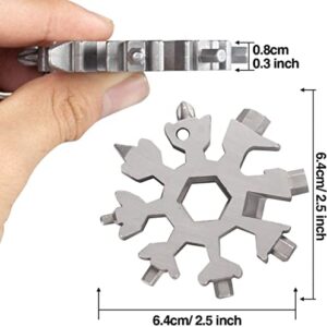 18-in-1 Snowflake Multi Tool, Stainless Steel Snowflake Bottle Opener/Flat Phillips Screwdriver Kit/Wrench, Durable and Portable to Take, Great Christmas gift(Standard, Stainless Steel). (Silver)