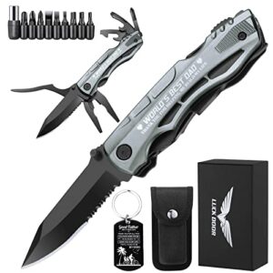 luckdoor gifts for dad from daughter son,pocket knife world’s best dad christmas stocking stuffers for dad, fathers day birthday gifts,cool gadget for hiking,cycling,camping,outdoor.