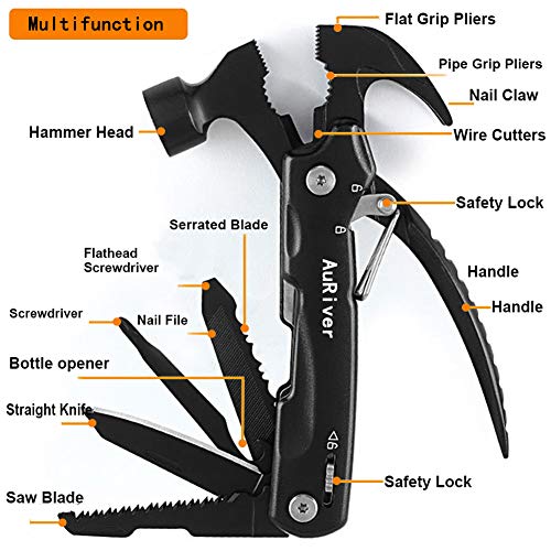 Mini Multitool Hammer,12 in 1 Camping Survival Gear Handy Gifts for Dad, Unique Birthday Gift Ideas for Men Father Him, Cool Gadget Present Stocking Stuffer for Men