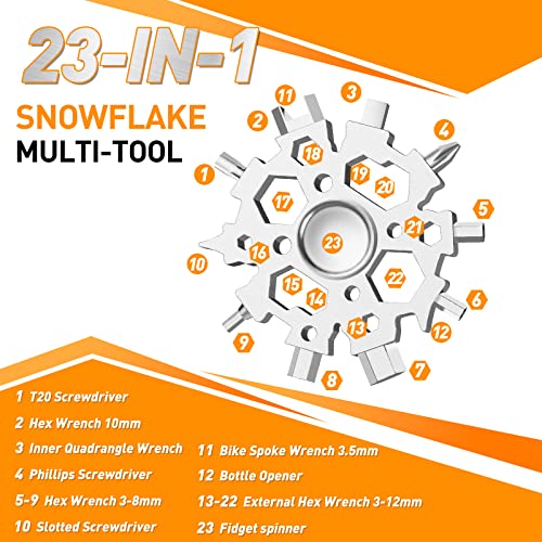 ZOOI Gifts for Men, 23-in-1 Snowflake Multitool Gifts for Him,Unique Gifts for Men Who Have Everything, Tools Cool Gadgets for Men Gifts, Unique Birthday Gifts for Dad, Him, Husband, Boyfriend