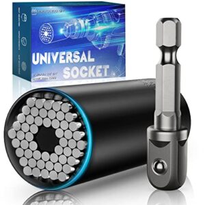 super universal socket tool valentines day gifts, cool stuff gadgets grip socket set with power drill adapter fits most nut bolt, unique birthday gift idea for him men women boyfriend husband(7-19mm)