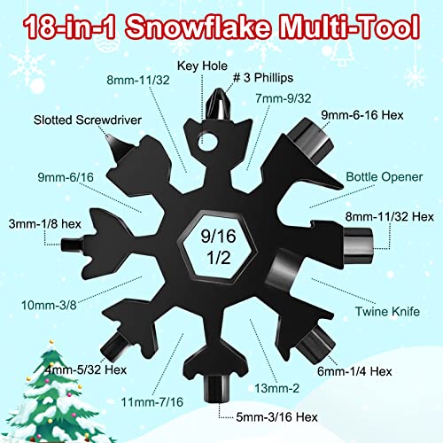 Snowflake Multi Tool,18-In-1 Stainless Steel Snowflake Multitool,Snowflake Wrench/Beer Bottle Opener with Key Ring,Outdoor Durable and Portable for Fathers Men Christmas Gift(6Packs)