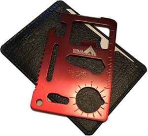 (5 pack, red) ninja outdoorsman 11 in 1 stainless steel credit card pocket sized survival multi functional tool – stocking stuffers, christmas gifts under 10 dollars