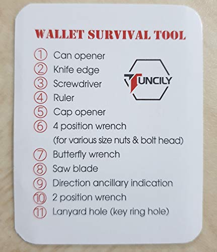 Survival Credit Card Multitool by Tuncily (2 Pack - Black & Silver) - 11 in 1 Wallet Multipurpose Tool, Bottle Opener, Everyday Utility Tactical Multi Tool, Christmas Gifts Stocking Stuffers for Men