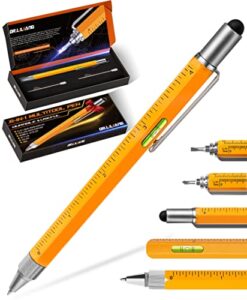 valentines day gifts for him her – 6 in 1 multitool pen gadgets tools gifts for men fathers grandpa son birthday gifts, woodworkers diy handyman, ruler, level, screwdriver, stylus, ballpoint pen