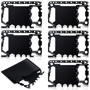 6 pcs credit card wallet size multitool 46 in 1 multi purpose survival pocket tool multipurpose tool card for christmas men gift, 3.15 x 2.05 inch (black)