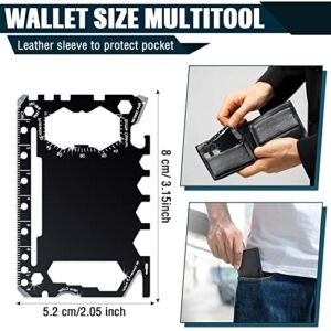 6 Pcs Credit Card Wallet Size Multitool 46 in 1 Multi Purpose Survival Pocket Tool Multipurpose Tool Card for Christmas Men Gift, 3.15 x 2.05 Inch (Black)