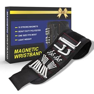 magnetic wristband, surgedo magnetic wrist tool holder with strong magnet for screws, magnetic screw tool holder on your wrist, excellent small guy gifts for dad men husband, black