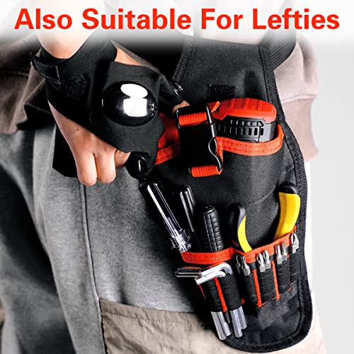 Gifts for Men, LED Flashlight Gloves & Drill Holster for Tool and Bit Storage- Christmas Tool Belts for Men Cool Stuff for Men, Portable Tool Belt Pouch Husband Stocking, Fishing Gadgets