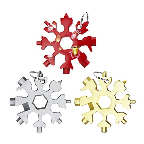 18 in 1 Snowflake Multitool,3 Pack Stainless Steel Snowflake Tool,18-in-1 Star Tool Snowflake Wrench Snowflake Bottle Opener,Best Gifts for Christmas