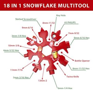 18 in 1 Snowflake Multitool,3 Pack Stainless Steel Snowflake Tool,18-in-1 Star Tool Snowflake Wrench Snowflake Bottle Opener,Best Gifts for Christmas