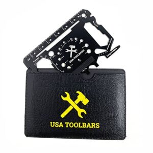 USA Toolbars Wallet Multitool Card – 46 in 1 Innovative Gift Stainless Steel Business Credit Card – Black – Multi-Tool (Screwdrivers, Can Opener, Butterfly Wrench, Phone Stand & More)