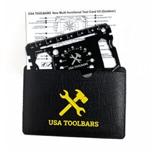 USA Toolbars Wallet Multitool Card – 46 in 1 Innovative Gift Stainless Steel Business Credit Card – Black – Multi-Tool (Screwdrivers, Can Opener, Butterfly Wrench, Phone Stand & More)