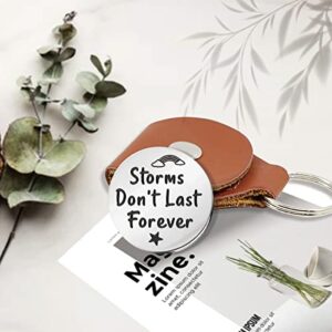 Storms Don't Last Forever Motivational Pocket Hug Token Gift, Long Distance Relationship Keepsake Stainless Steel Double Sided Pocket Hug Token Gift for Friends BFF Daughter