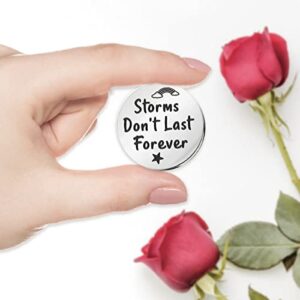 Storms Don't Last Forever Motivational Pocket Hug Token Gift, Long Distance Relationship Keepsake Stainless Steel Double Sided Pocket Hug Token Gift for Friends BFF Daughter