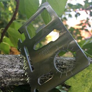 (5-Pack, Silver) Ninja Outdoorsman 11 in 1 Stainless Steel Credit Card Pocket Sized Survival Multi Functional Tool - Stocking Stuffers, Christmas Gifts Under 10 Dollars