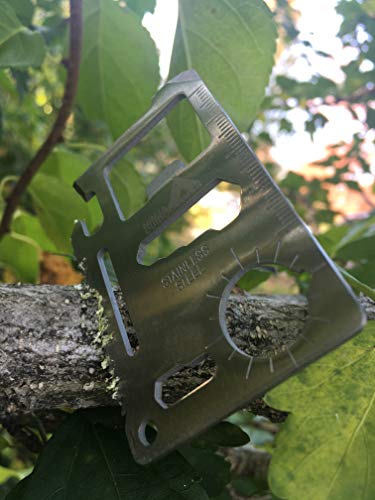 (5-Pack, Silver) Ninja Outdoorsman 11 in 1 Stainless Steel Credit Card Pocket Sized Survival Multi Functional Tool - Stocking Stuffers, Christmas Gifts Under 10 Dollars