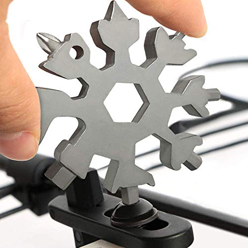 18-in-1 Snowflake Multi Tool, Portable Stainless Multi-Tool, Compact Snowflake Tool Multi Instrument Outdoor, Hand Tools Gift for Boys, DIY Handyman, Father/Dad, Husband (Sliver)