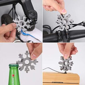 18-in-1 Snowflake Multi Tool, Portable Stainless Multi-Tool, Compact Snowflake Tool Multi Instrument Outdoor, Hand Tools Gift for Boys, DIY Handyman, Father/Dad, Husband (Sliver)