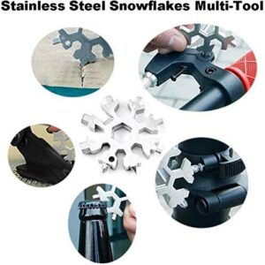 18-in-1 Snowflake Multitool Multi-Function Tool, Stainless Steel Snowflake Tool, Beer Bottle Opener, Best Gifts for Mens Dad Him Boyfriend Husband (Siliver&Black)