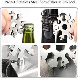 18-in-1 Snowflake Multitool Multi-Function Tool, Stainless Steel Snowflake Tool, Beer Bottle Opener, Best Gifts for Mens Dad Him Boyfriend Husband (Siliver&Black)