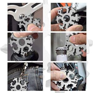 18-in-1 Snowflake Multitool Multi-Function Tool, Stainless Steel Snowflake Tool, Beer Bottle Opener, Best Gifts for Mens Dad Him Boyfriend Husband (Siliver&Black)