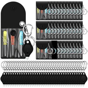24 pcs mini screwdriver set keychain screwdriver keychain tool bulk and led lights keychain, three mini screwdrivers in a portable pouch with snap and hook repair kit for party favor