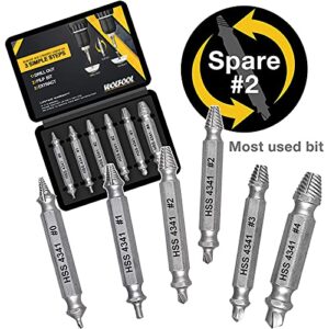 GULLWOLF Damaged Screw Extractor - Remover for Stripped Head Screws Nuts & Bolts | Drill Bit Tools for Easy Removal of Rusty & Broken Hardware | High Speed Steel | Superb Gift for Men