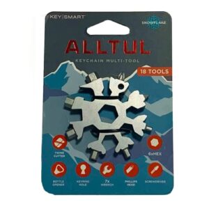 alltul snowflake multitool by keysmart – 18 in 1 mini snowflake pocket tool – stainless steel mini multitool for outdoor sports, camping and travel – great gift idea for men