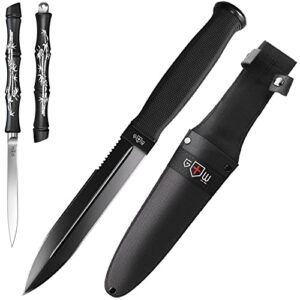 bundle of 2 items – pocket knife – japanese utility knives with sheath – small black fixed tactical hobby work mini knofe for men women – best edc survival camping hiking military tool sharp – gifts