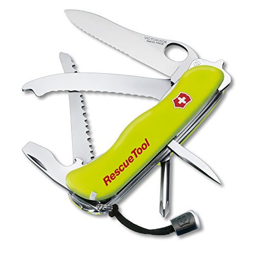 Victorinox Swiss Army Rescue Tool Pocket Knife with Pouch, Fluorescent Yellow ,111mm