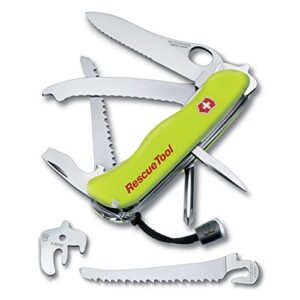 Victorinox Swiss Army Rescue Tool Pocket Knife with Pouch, Fluorescent Yellow ,111mm