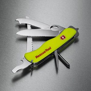 Victorinox Swiss Army Rescue Tool Pocket Knife with Pouch, Fluorescent Yellow ,111mm