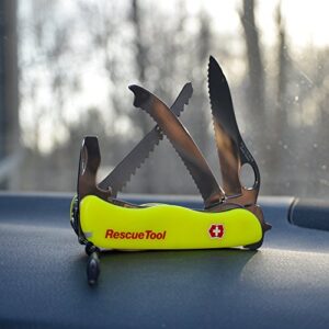 Victorinox Swiss Army Rescue Tool Pocket Knife with Pouch, Fluorescent Yellow ,111mm