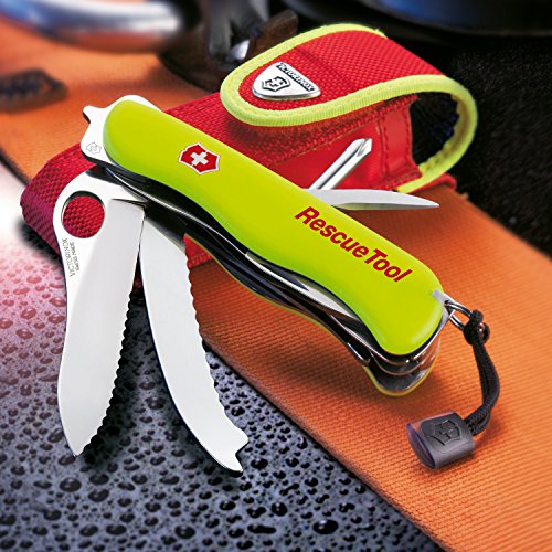 Victorinox Swiss Army Rescue Tool Pocket Knife with Pouch, Fluorescent Yellow ,111mm