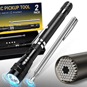 Magnetic Pickup Tool 2 Pack Bundle with Tool Gifts for Men Universal Socket Cool Gadget for Men