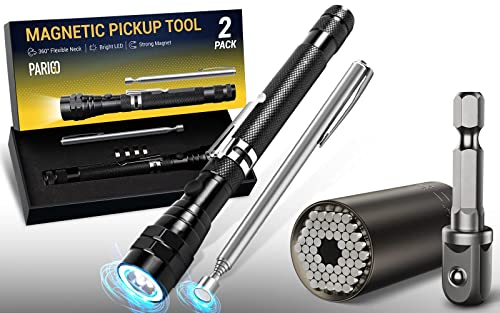 Magnetic Pickup Tool 2 Pack Bundle with Tool Gifts for Men Universal Socket Cool Gadget for Men