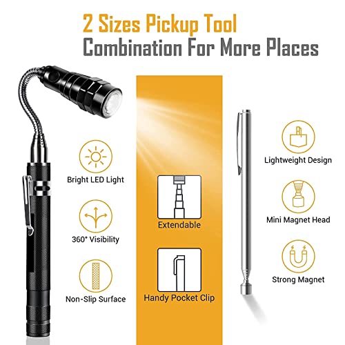 Magnetic Pickup Tool 2 Pack Bundle with Tool Gifts for Men Universal Socket Cool Gadget for Men