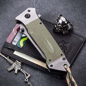 Bundle of 2 Items - Small Pocket Knife - Folding Wallet Knife - Mini Tactical Knife with Money Clip - Cool Dragon Blade Credit Card - Best for Camping Hiking EDC Work Knife Birthday Christmas Gifts