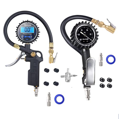 AstroAI Digital Tire Inflator with Pressure Gauge 250 PSI and Upgraded Glow Dial Tire Inflator 100 PSI Bundle