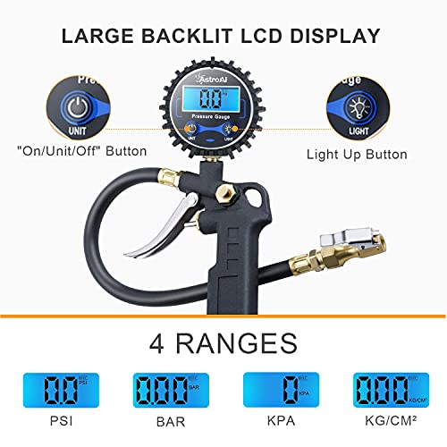 AstroAI Digital Tire Inflator with Pressure Gauge 250 PSI and Upgraded Glow Dial Tire Inflator 100 PSI Bundle