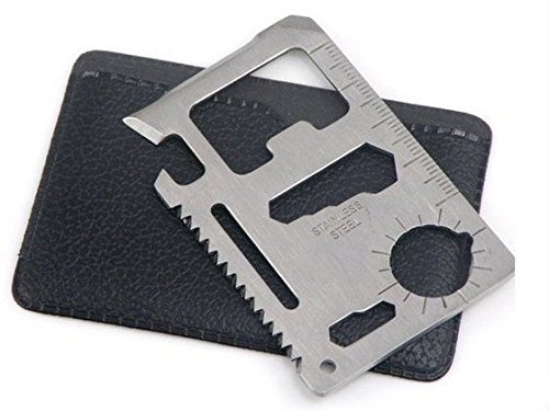 Multitool 11 in 1 Functions ~ Portable Wallet Pocket Size / Stainless Steel Survival Tool (1 Pack)