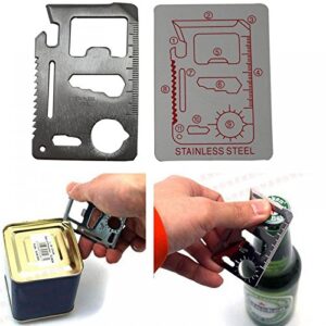 Multitool 11 in 1 Functions ~ Portable Wallet Pocket Size / Stainless Steel Survival Tool (1 Pack)