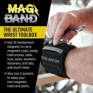 Mob Armor Mag Band Magnetic Wrist Tool Holder - Magnetic Wristband for Holding Screws, Nails, Fasteners, and More, Magnetic Wristband for Mechanic, Handyman, Electrician, Tech Geek, 13" x 3.25"