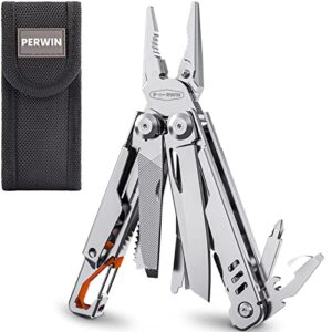 multitool, 13-in-1 multi-tool pliers with carabiner professional multi-tool for fishing & camping, christmas gifts for men dad husband by perwin