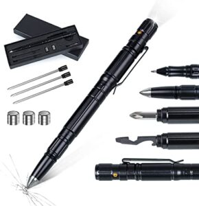 qezeza gifts for men dad him, 8 in 1 multitool pen set, cool gadgets for men gifts, unique mens gifts for valentines day christmas, black