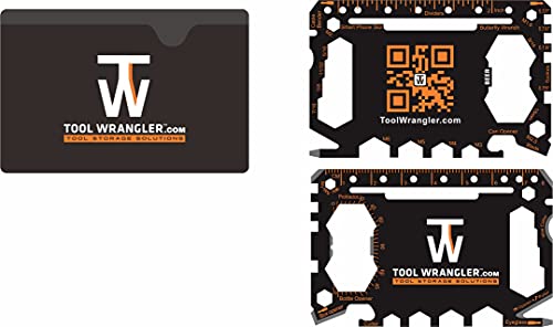 Tool Wrangler 46-in-1 EDC Credit Card Multitool - Gadget For The Wallet Or Pocket – STAINLESS STEEL - Outdoor Survival PSK - Patented Design - Multi-Function Tool For Quick Fixes - Black Edition