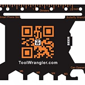 Tool Wrangler 46-in-1 EDC Credit Card Multitool - Gadget For The Wallet Or Pocket – STAINLESS STEEL - Outdoor Survival PSK - Patented Design - Multi-Function Tool For Quick Fixes - Black Edition