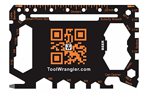 Tool Wrangler 46-in-1 EDC Credit Card Multitool - Gadget For The Wallet Or Pocket – STAINLESS STEEL - Outdoor Survival PSK - Patented Design - Multi-Function Tool For Quick Fixes - Black Edition